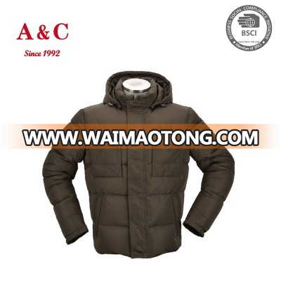 2016 Multi Pocket Mens Basic Winter Jacket With Fixed Hood