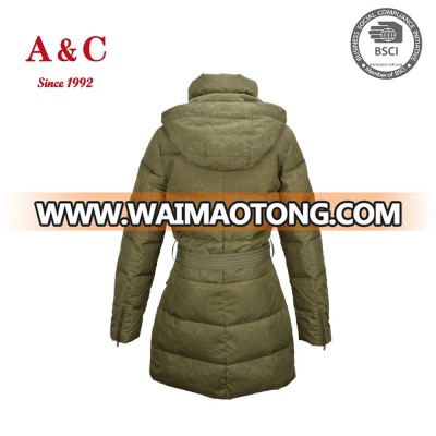 Women New Fashionable Do Old Treatment Long Padded Down Jacket